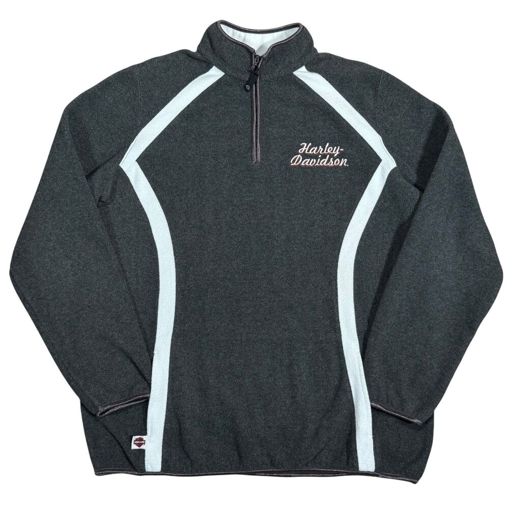 Harley-Davidson Detroit Michigan Quarter Zip Fleece Pullover Womens XL Gray